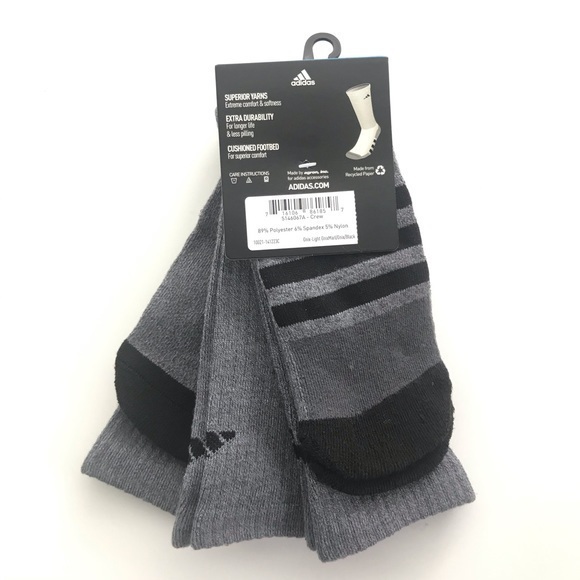 Adidas men’s crew cushioned socks 3 pair size 6-12 - Picture 2 of 2